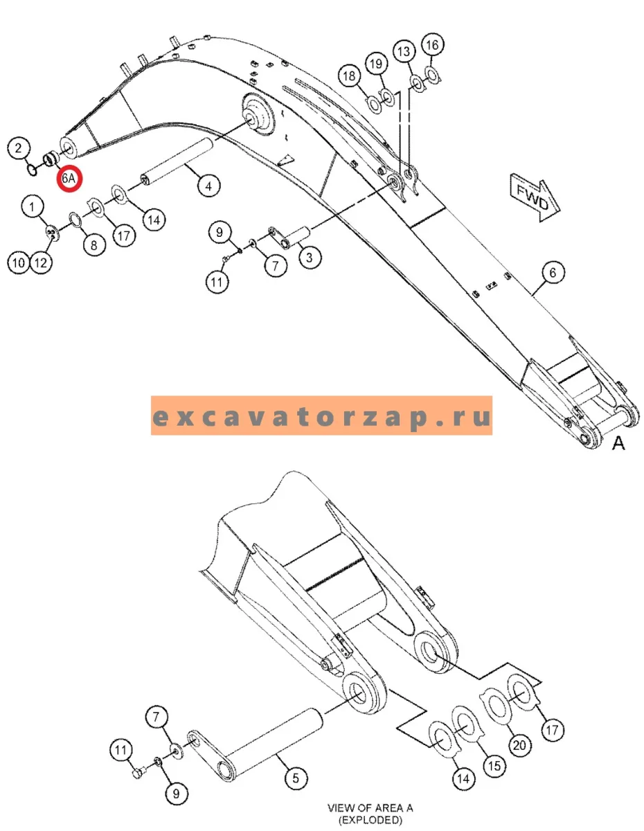Втулка 258-8502, 2588502 (стрела - рукоять) экскаватора CAT 315B L, 317B LN, M313C, M313D, M315C, M315D, M315D 2, M316C, M316D, M317D 2, M318