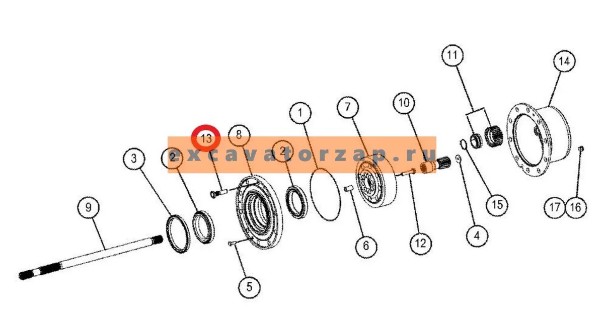 Шпилька колеса 490-0409, 4900409 с гайкой (Аналог) экскаватора погрузчика CAT 428