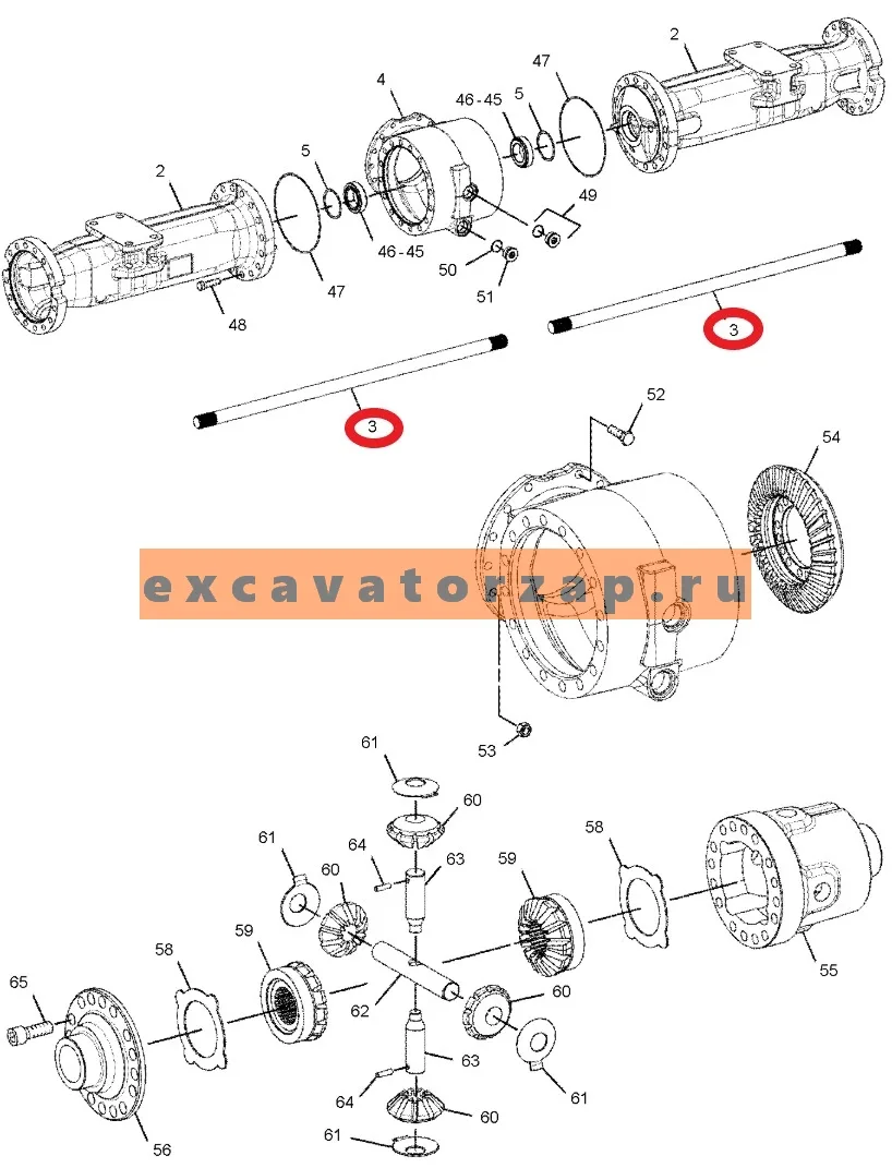 Полуось 333-8042, 3338042 заднего моста экскаватора CAT M315D, M316D, M317D 2, M318D, M318D MH