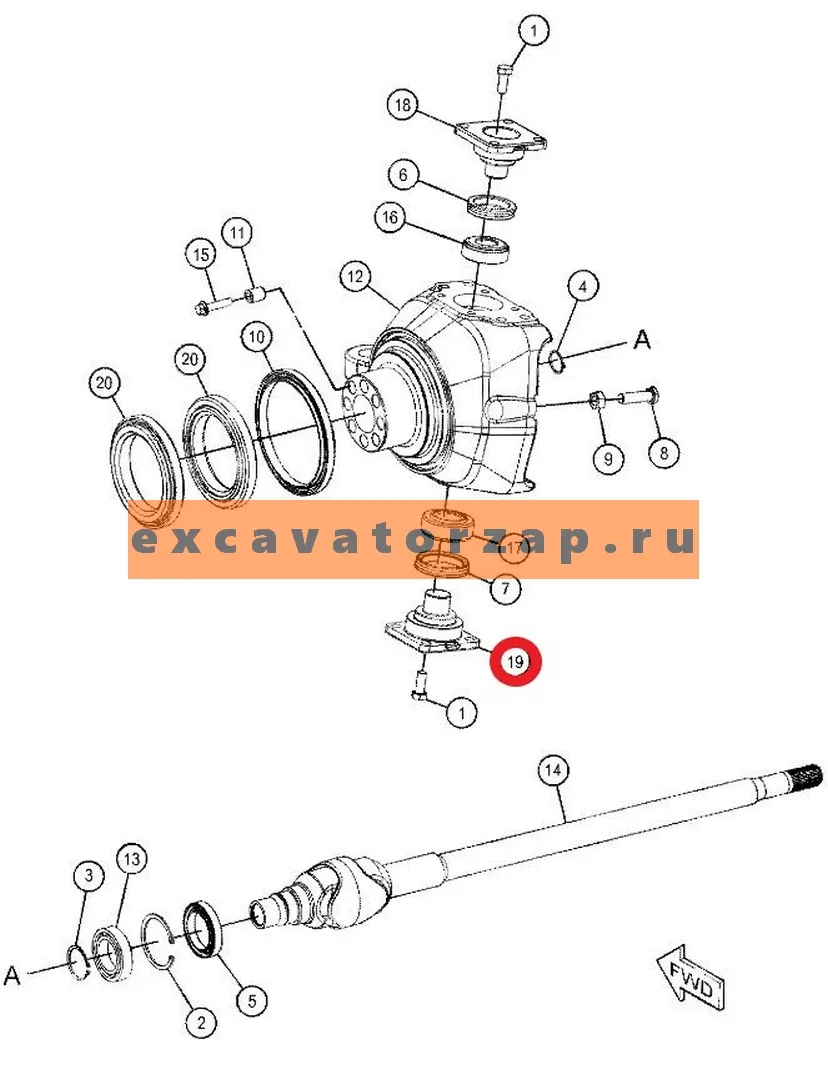 Шкворень 4907455, 490-7455 моста нижнний экскаватора погрузчика CAT 428