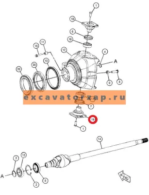 Шкворень 4907455, 490-7455 моста нижнний экскаватора погрузчика CAT 428
