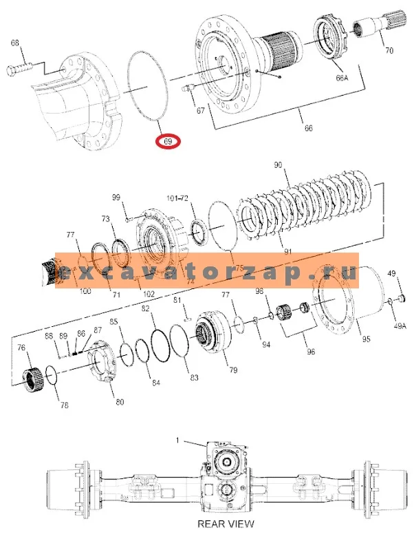 Кольцо 270-6871, 2706871 уплотнительное заднего моста экскаватора CAT M313C, M313D, M315D 2
