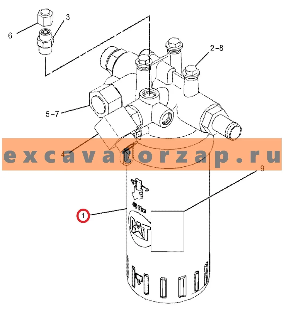 Фильтр гидравлический в сборе 362-1163 + 362-1164 + 7M-8485 + 5K-9090 + 3J-7354 + 2M-9780 + 9S-8006 + 6V-8635 экскаватора погрузчика CAT 416E, 416F, 422F, 428F, 434F