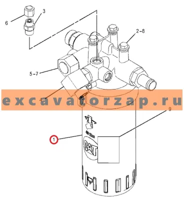 Фильтр гидравлический в сборе 362-1163 + 362-1164 + 7M-8485 + 5K-9090 + 3J-7354 + 2M-9780 + 9S-8006 + 6V-8635 экскаватора погрузчика CAT 416E, 416F, 422F, 428F, 434F