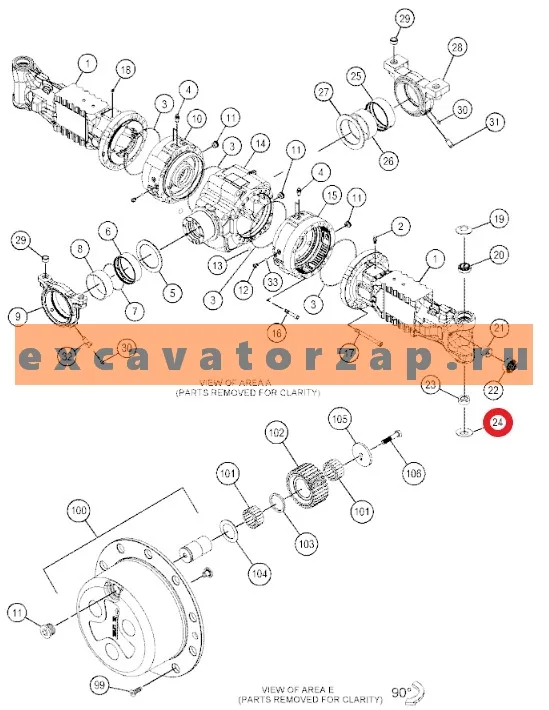 Шайба 128631 шкворня нижнего телескопического погрузчика CAT TH514, TH417, TH336