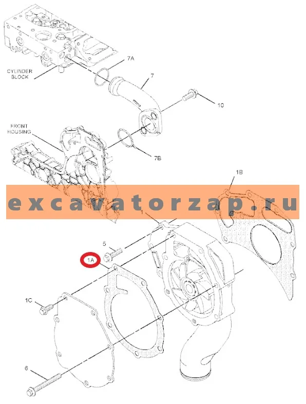 Прокладка 287-7430, 2877430 крышки помпы двигателя экскаватора погрузчика CAT 428, CAT432, CAT434