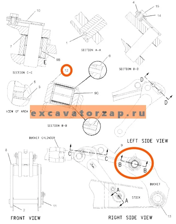 Кольцо уплотнительное 418-6632, 4186632 (соединение тяга-ковш) экскаватора CAT M313C, M313D, M315C, M315D, M315D 2, M316C, M316D, M317D 2
