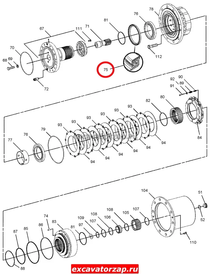 Сальник ступицы 203-5417, 2035417 (КОРЕЯ) моста экскаватора CAT M315, M316, M317, M318, M320