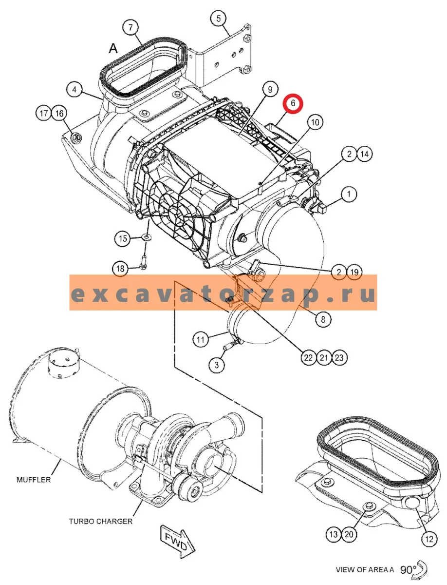 Корпус 343-5643, 3435643 воздушного фильтра (CAT) экскаватора погрузчика CAT 416F, 420F, 422F, 428F, 430F, 432F, 434F, 444F, 450F