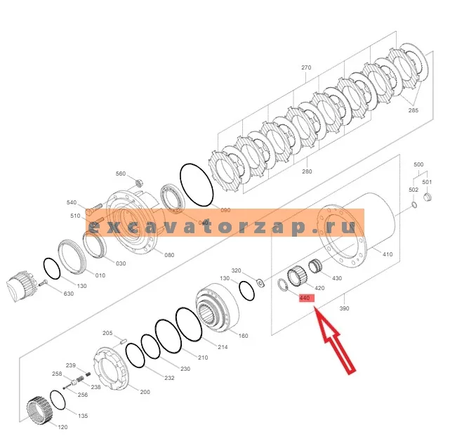 Кольцо стопорное 490-0406, 4900406 сателлита бортовой передачи моста экскаватора погрузчика CAT 428