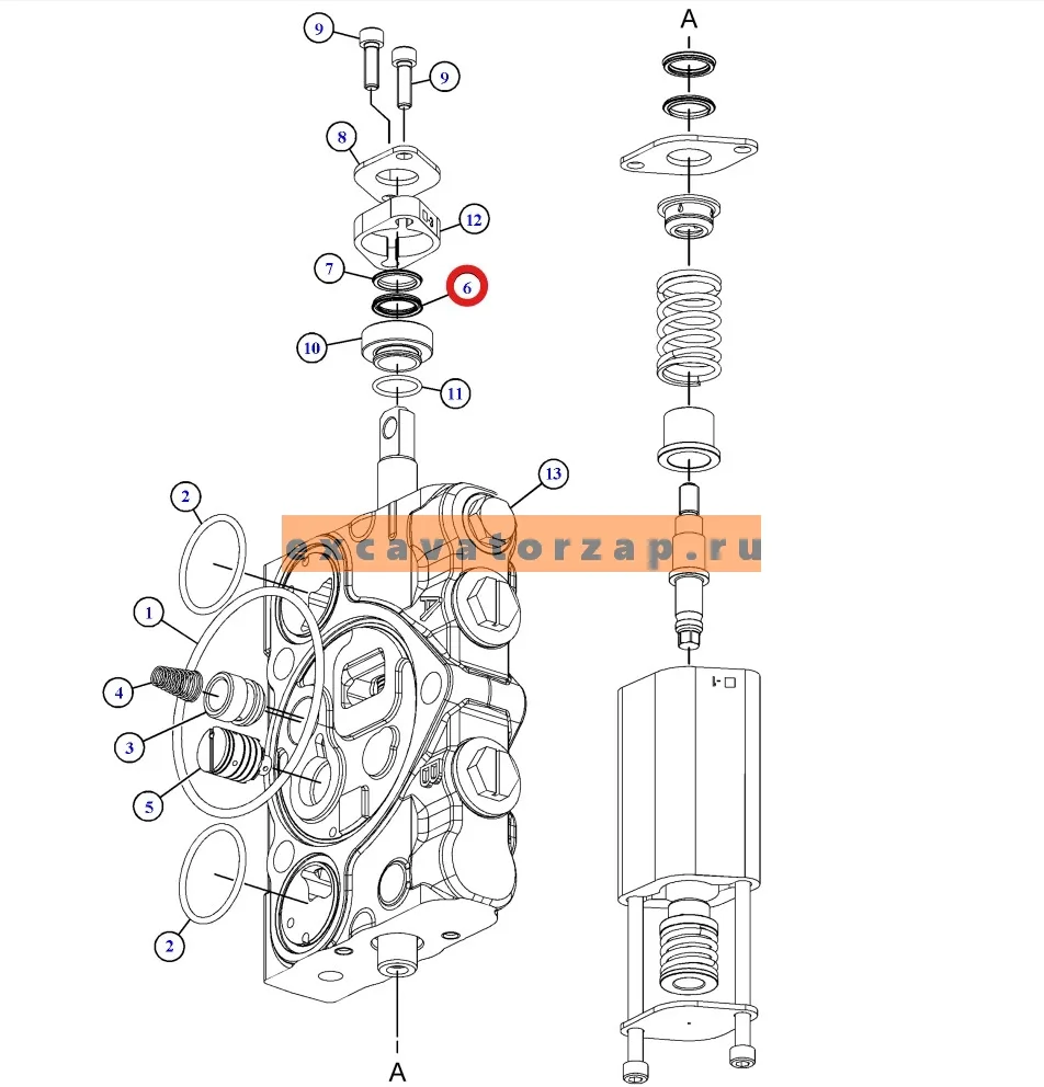 Манжета 576-2011, 5762011 (оригинал, CAT) золотника гдидрораспределителя экскаватора погрузчика CAT428