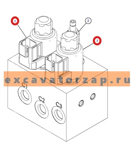 Соленоид 586-3549, 5863549 (оригинал, CAT) гидрораспределителя экскаватора погрузчика CAT428