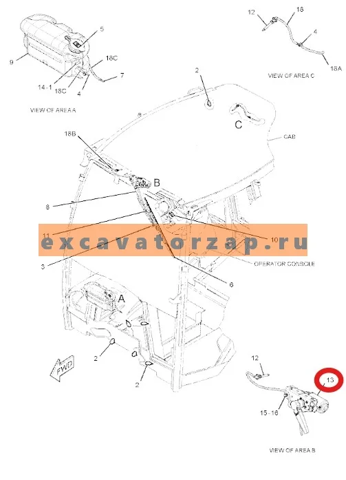Мотор стеклоочистителя 313-3752, 1313752 (оригинал, CAT) переднего стекла экскаватора погрузчика CAT428, CAT432, CAT434