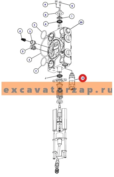 Клапан гидравлический 589-9714, 5899714 (оригинал, CAT) гидрораспределителя экскаватора погрузчика CAT428