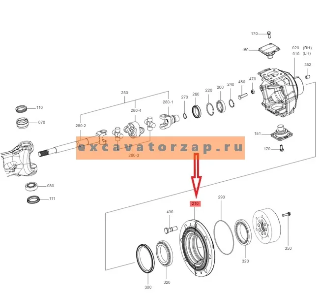 Ступица 482-6773, 4826773 моста экскаватора погрузчика CAT 428