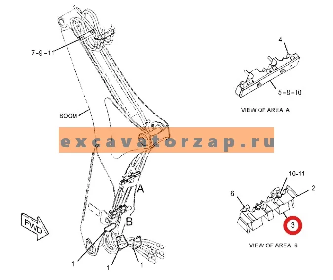 Зажим 315-7646, 3157646 рукавов (шлангов) задней стрелы экскаватора погрузчика CAT428, CAT432, CAT436