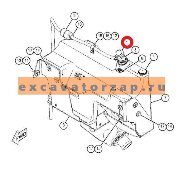 Крышка гидробака 7E-5380, 7E5380  (оригинал, CAT) экскаватора погрузчика CAT 416F, 420F, 422F, 428F, 430F, 432F, 434F, 444F