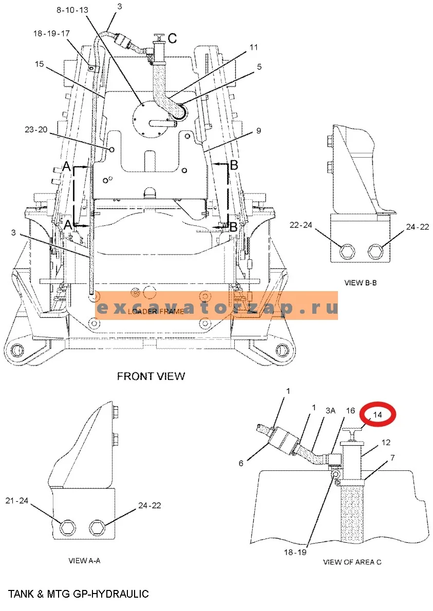 Крышка гидробака 237-3797, 2373797 (аналог, КНР) экскаватора погрузчика CAT 422E, 424D, 428D, 428E, 430D, 430E, 432D, 432E, 434E, 442D, 442E, 444E