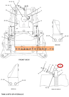 Крышка гидробака 237-3797, 2373797 (аналог, КНР) экскаватора погрузчика CAT 422E, 424D, 428D, 428E, 430D, 430E, 432D, 432E, 434E, 442D, 442E, 444E