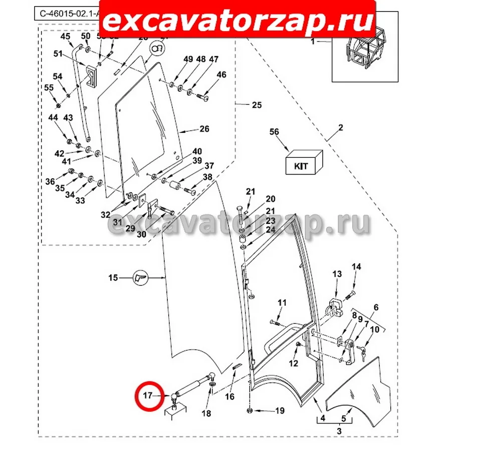 Амортизатор 3512902M92 (пружина газовая) двери экскаватора погрузчика TEREX 820, 860 …