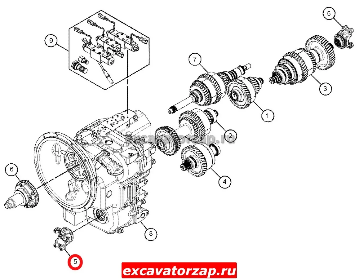 Фланец (хвостовик) 6190119M91 КПП экскаватора погрузчика TEREX FERMEC