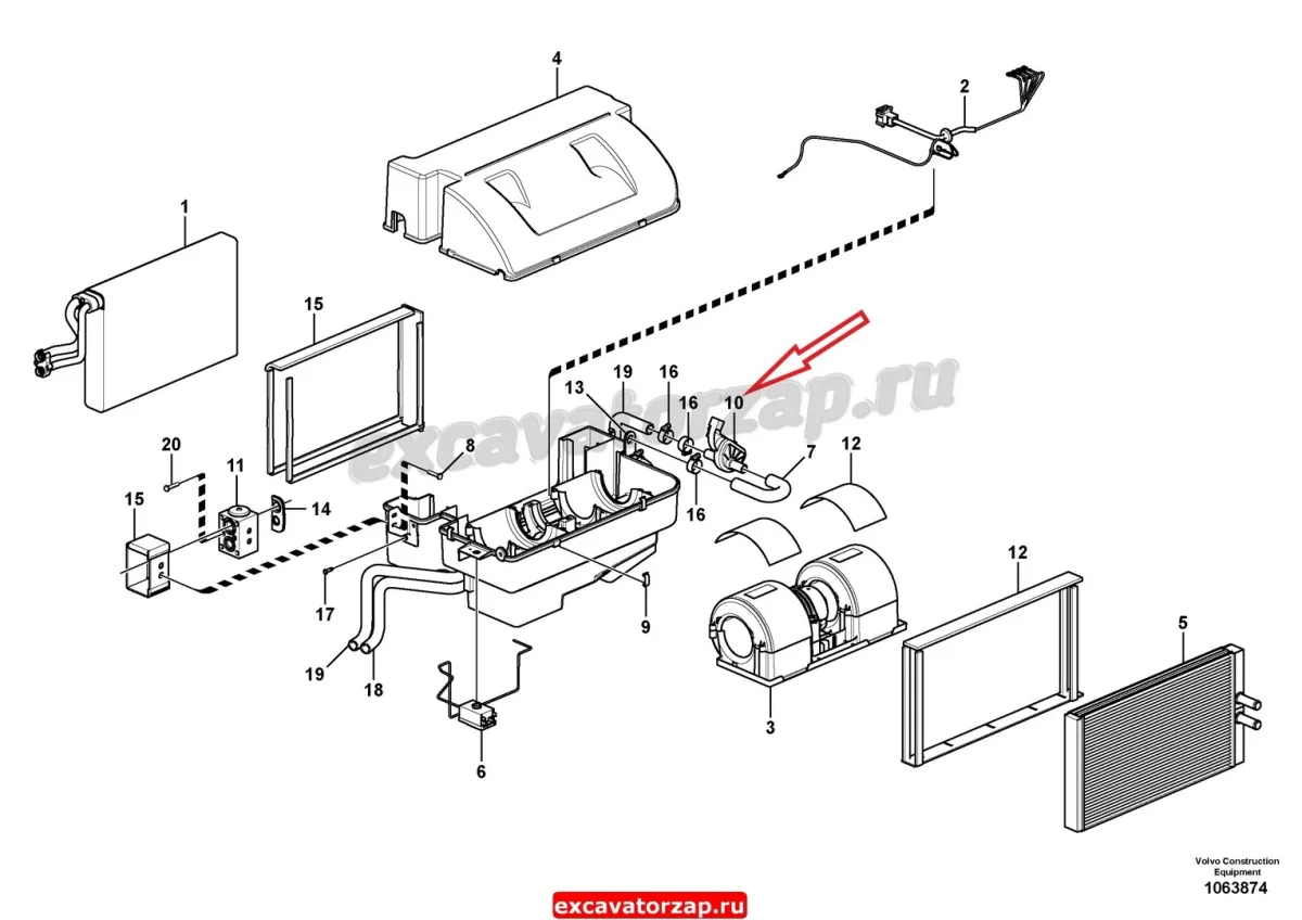 Кран отопителя VOE11191001 экскаватора погрузчика Volvo BL61, BL71