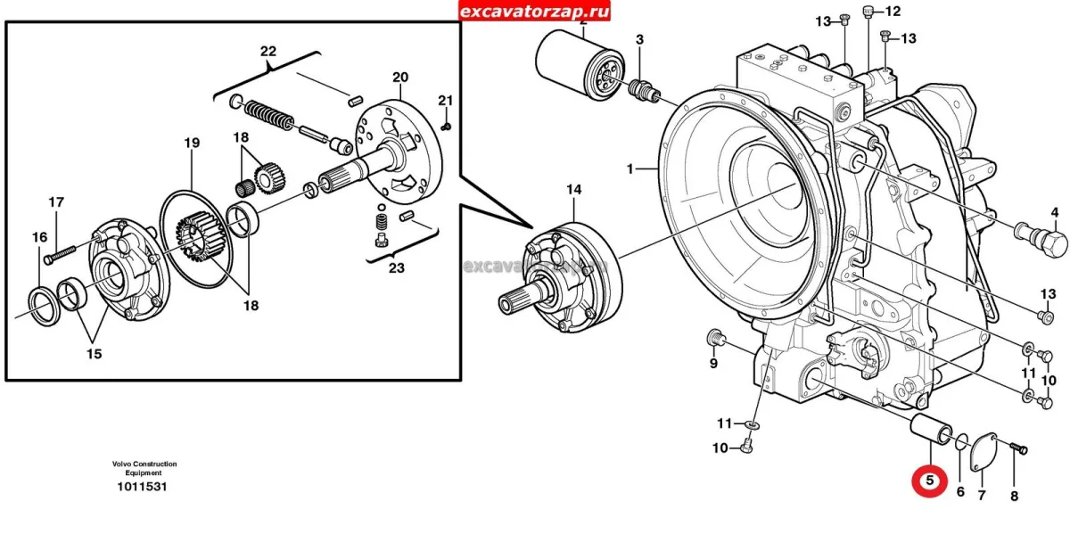 Фильтр VOE11709050 КПП экскаватора погрузчика Volvo BL61, BL71