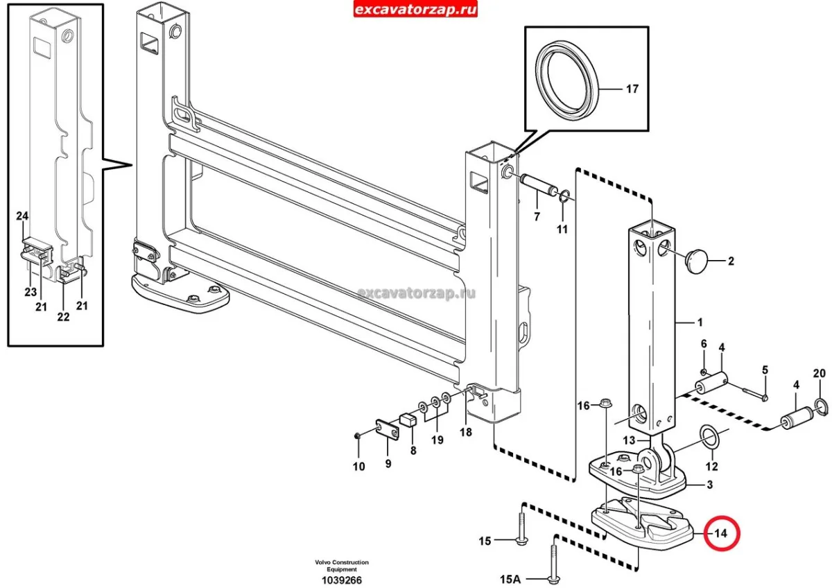 Подушка аутригера VOE11886020 экскаватора погрузчика Volvo BL61, BL71