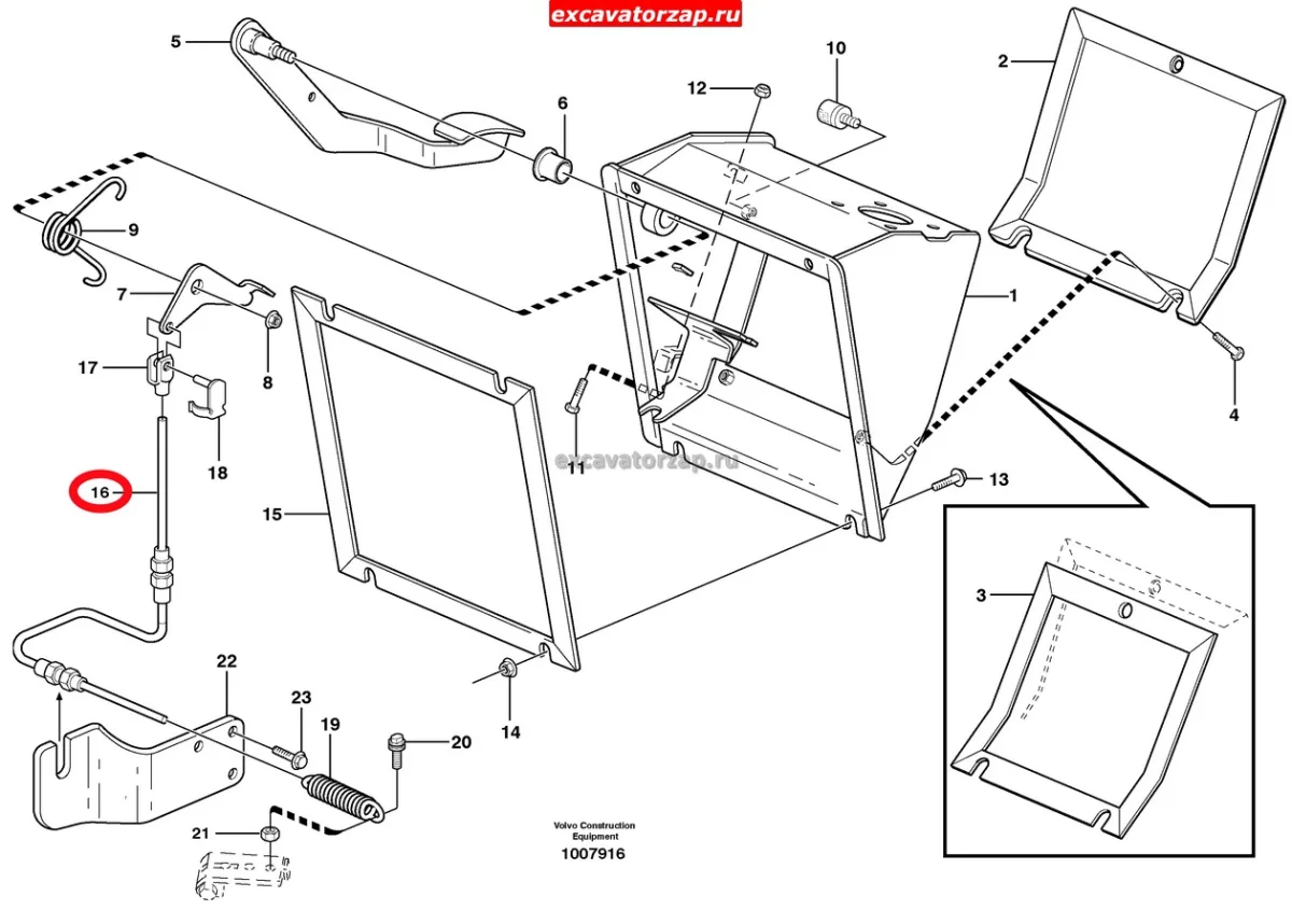 Трос педали газа VOE11888929 экскаватора погрузчика Volvo BL61, BL71