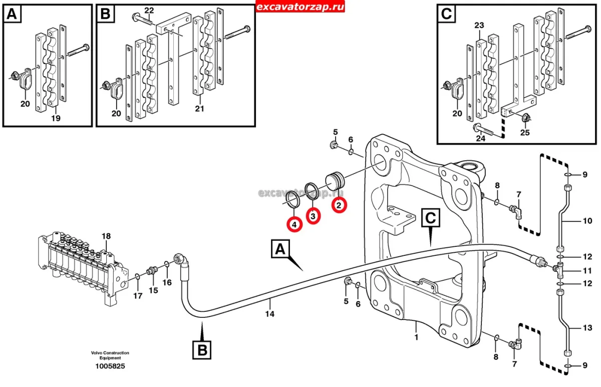 Поршень VOE11882507 (гидрозамка каретки) экскаватора погрузчика Volvo BL61, BL71