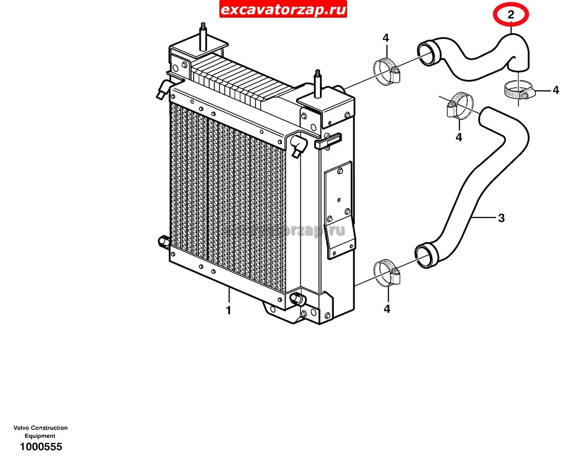 Патрубок радиатора VOE11881130 двигателя экскаватора погрузчика Volvo BL61, BL71
