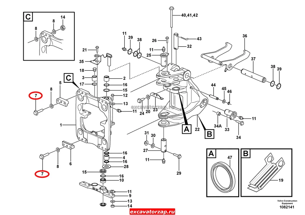 Болт VOE983694 пластины каретки экскаватора погрузчика Volvo BL61, BL71