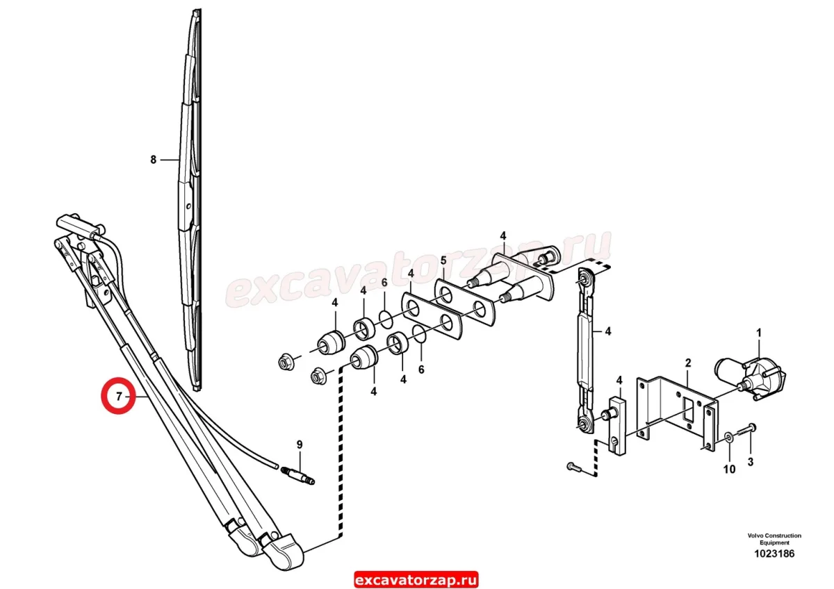 Кронштейн стеклоочистителя VOE11200699 передний экскаватора погрузчика Volvo BL61, BL71