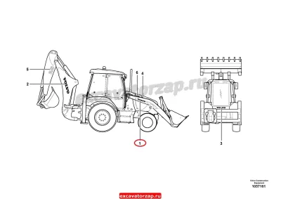 Наклейка VOE16201195 (на переднюю стрелу) экскаватора погрузчика Volvo BL61, BL71