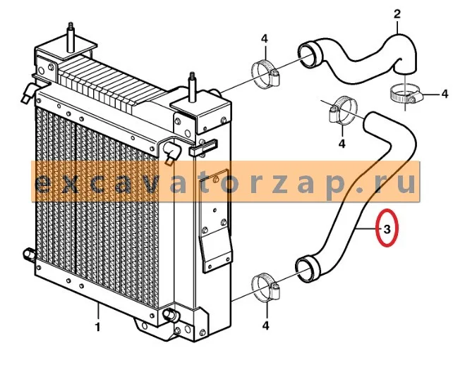 Патрубок VOE11881131 (радиатора нижний) экскаватора погрузчика Volvo BL61, BL71