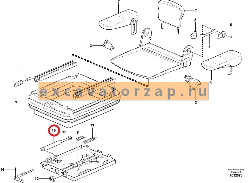 Амортизатор VOE15048747 сиденья экскаватора погрузчика Volvo BL61, BL71