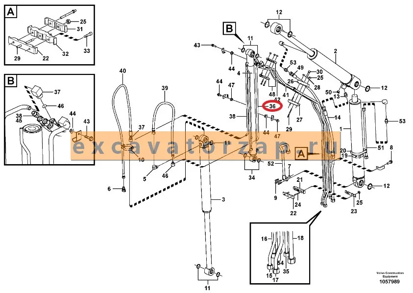 Трубопровод VOE15671625 стрелы экскаватора погрузчика Volvo BL61, BL71