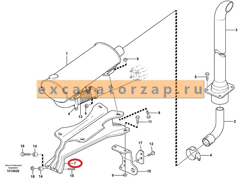 Кронштейн глушителя VOE11886387 экскаватора погрузчика Volvo BL61, BL71