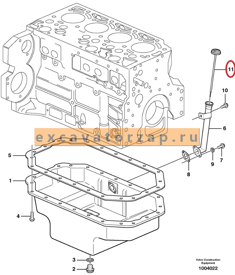 Щуп масляный VOE22663145 двигателя экскаватора погрузчика Volvo BL61, BL71