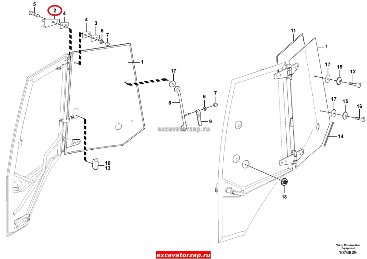Петля VOE1200070 двери экскаватора погрузчика VOLVO BL60, BL61, BL71