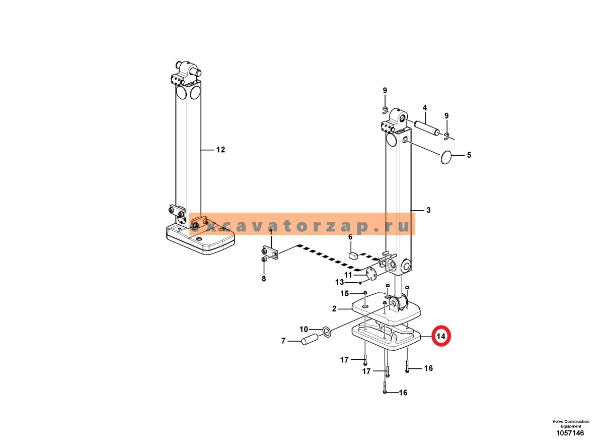 Подушка аутригера VOE16616475 (Полиуретан) экскаватора погрузчика Volvo BL61, BL71