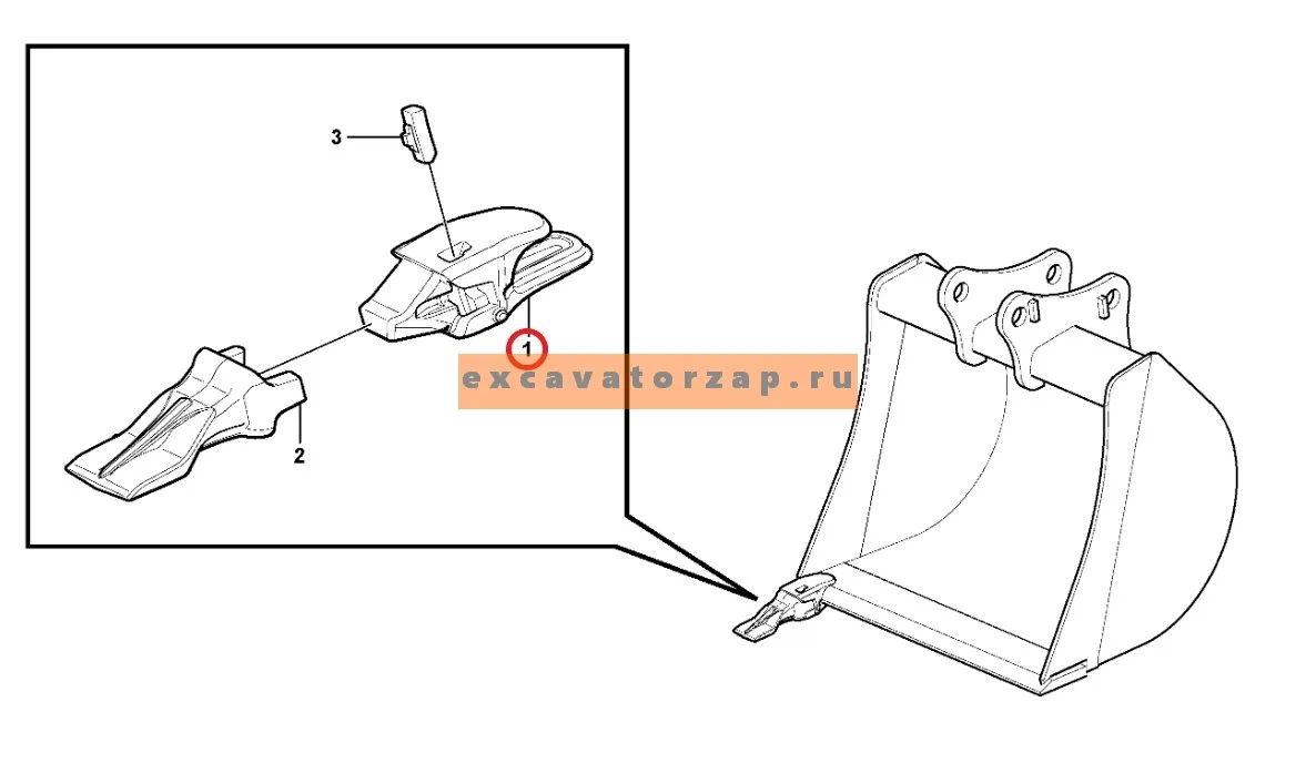 Адаптер VOE15633940 для коронки VOE15603435 экскаватора погрузчика Volvo BL61, BL71