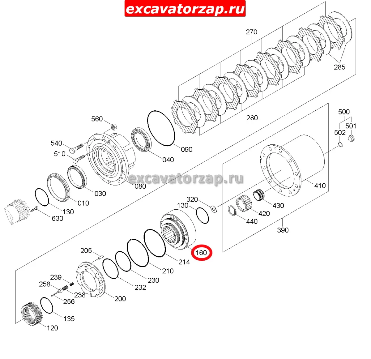 Шестерня коронная VOE15186555 (АНАЛОГ) моста экскаватора Volvo EW140C