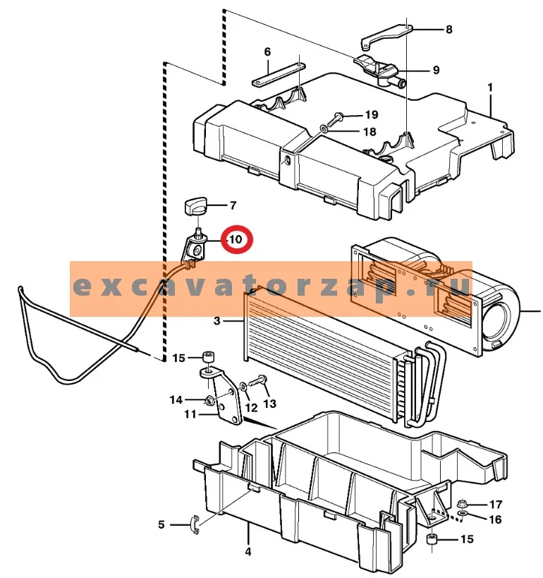 Конвертер VOE11709690 (трос управления печкой) экскаватора погрузчика Volvo BL61, BL71
