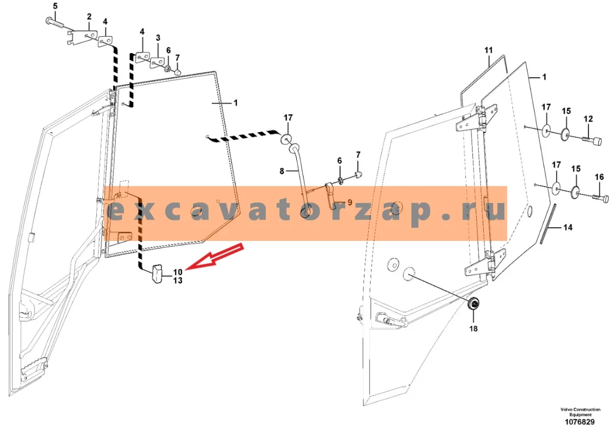 Заглушка VOE15192711 форточки экскаватора погрузчика Volvo BL61, BL71