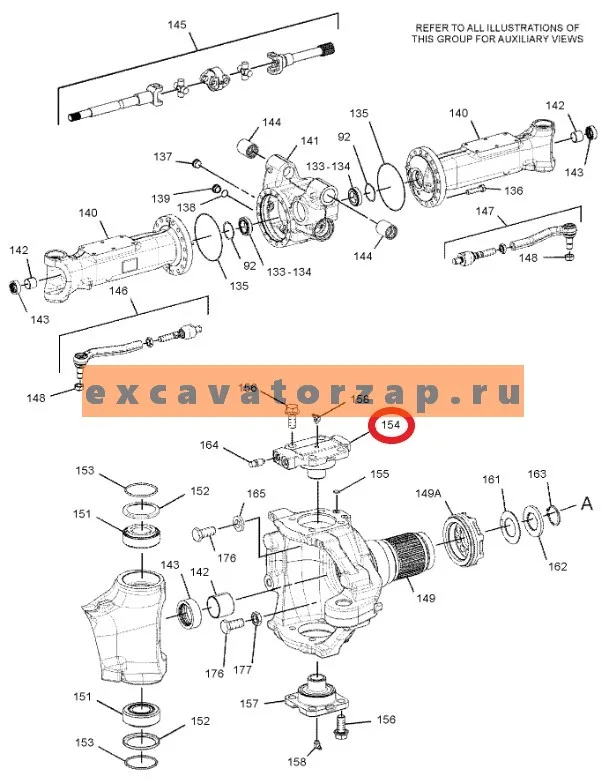 Шкворень верхний VOE15185365 переднего моста экскаватора Volvo EW140C, EW140D, EW140E, EW145B, EWR150E