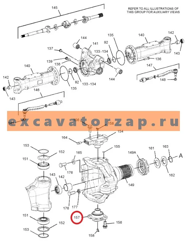 Шкворень нижний 15185366 переднего моста экскаватора Volvo EW140C, EW140D, EW140E, EW145B, EWR150E