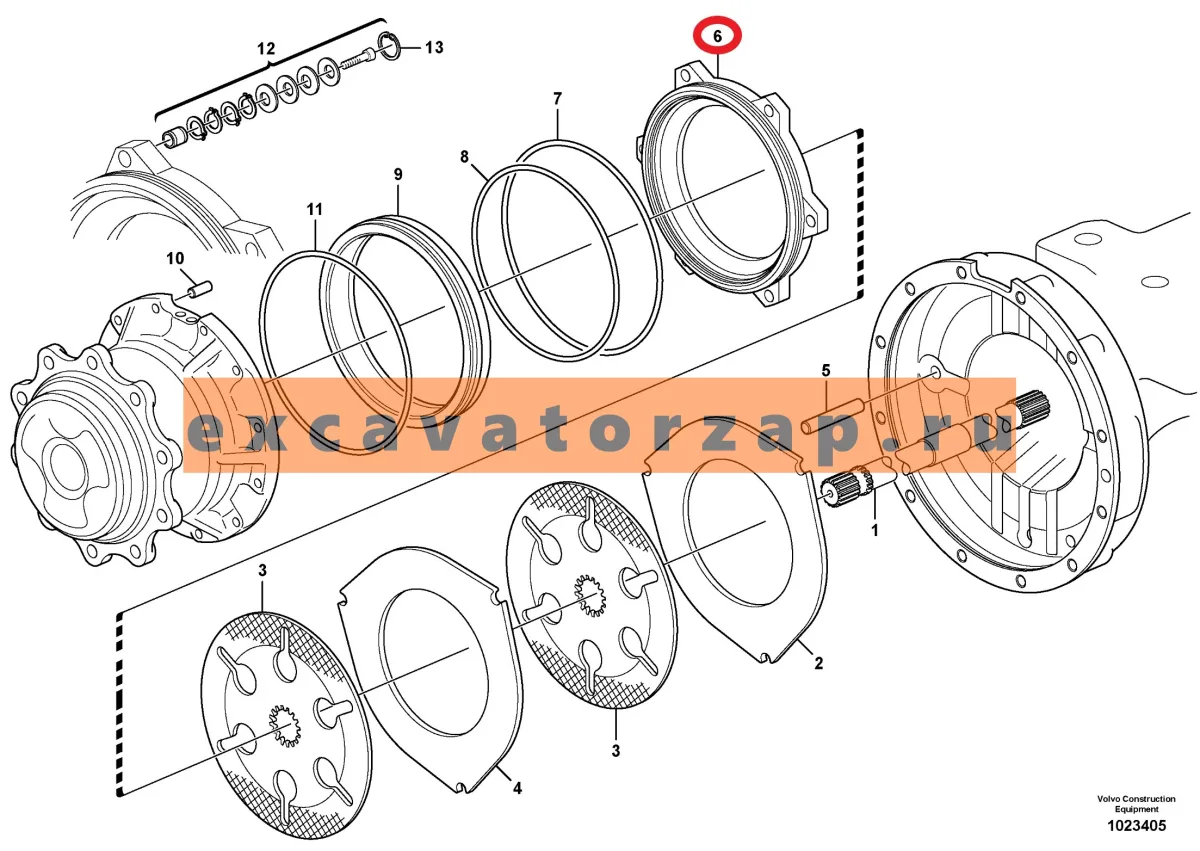 Поршень тормозной 380400 заднего моста экскаватора погрузчика Volvo BL61, BL71