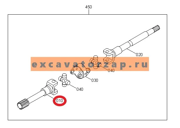 Полуось VOE14587483 (короткая) переднего моста экскаватора VOLVO EW205D, EW210C, EW210D, EW230C