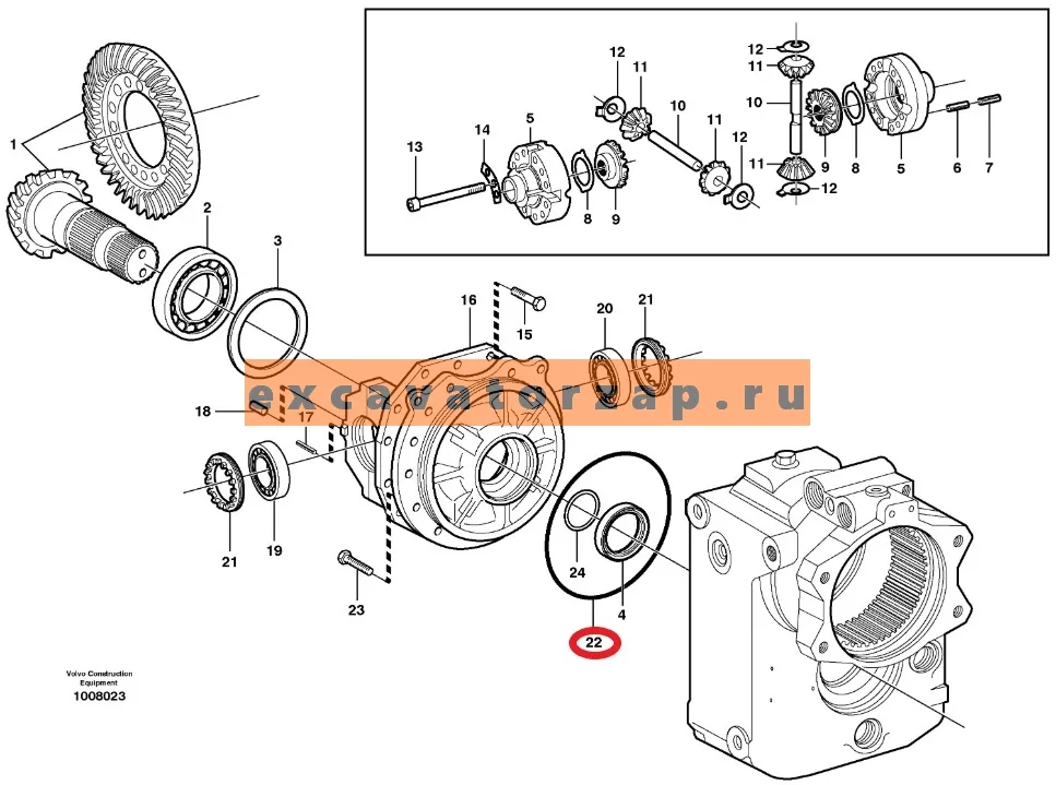 Кольцо уплотнительное VOE11706801 КПП экскаватора погрузчика VOLVO EW140, EW140B